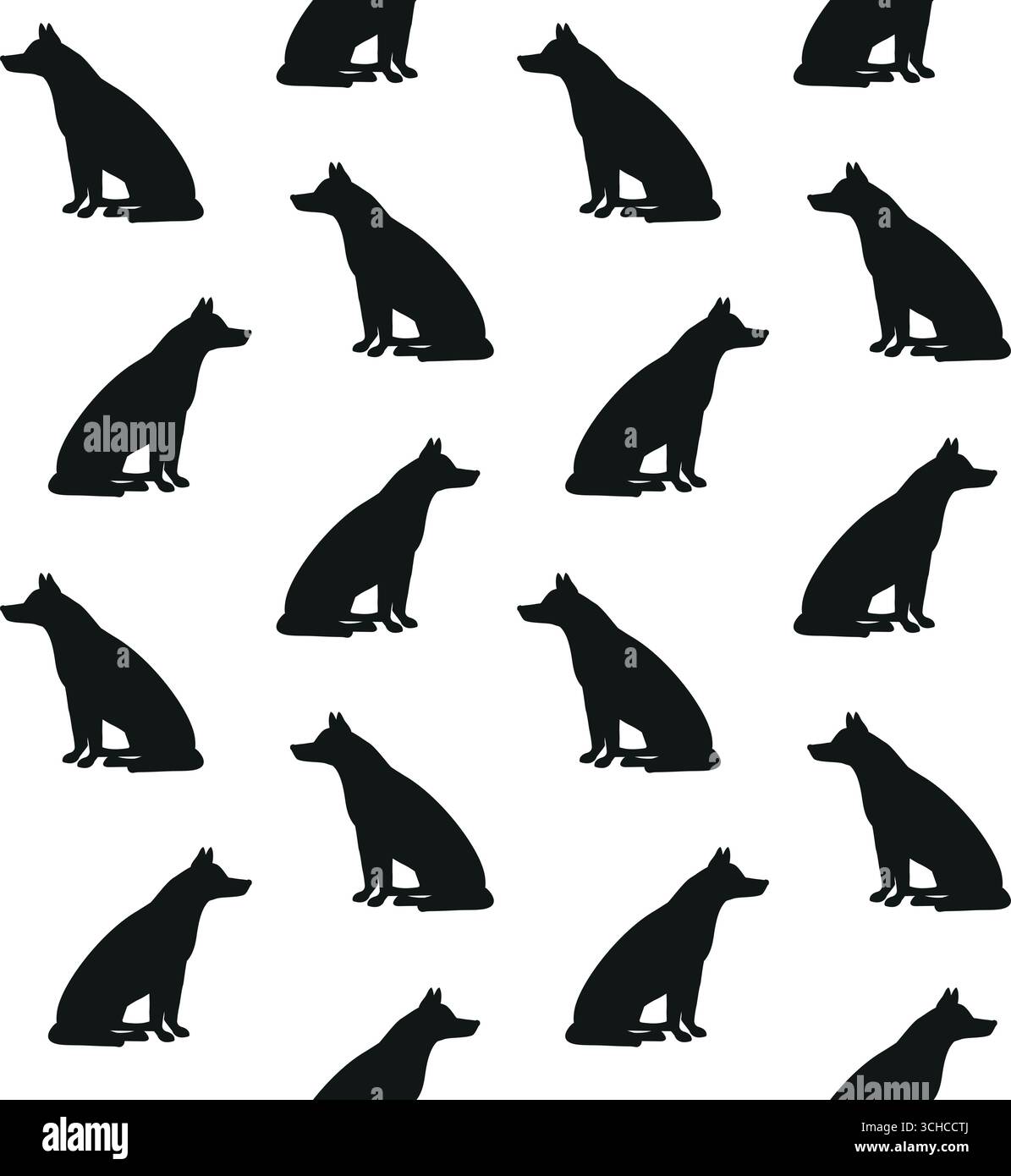 Modèle sans couture de vecteur de silhouette de chien de berger Illustration de Vecteur