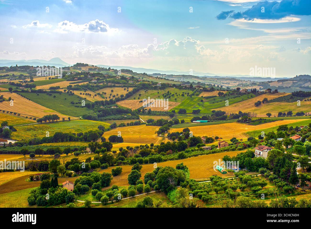 Lanscape en Italie, province des Marches, près de Macerata, paysage rural. Banque D'Images