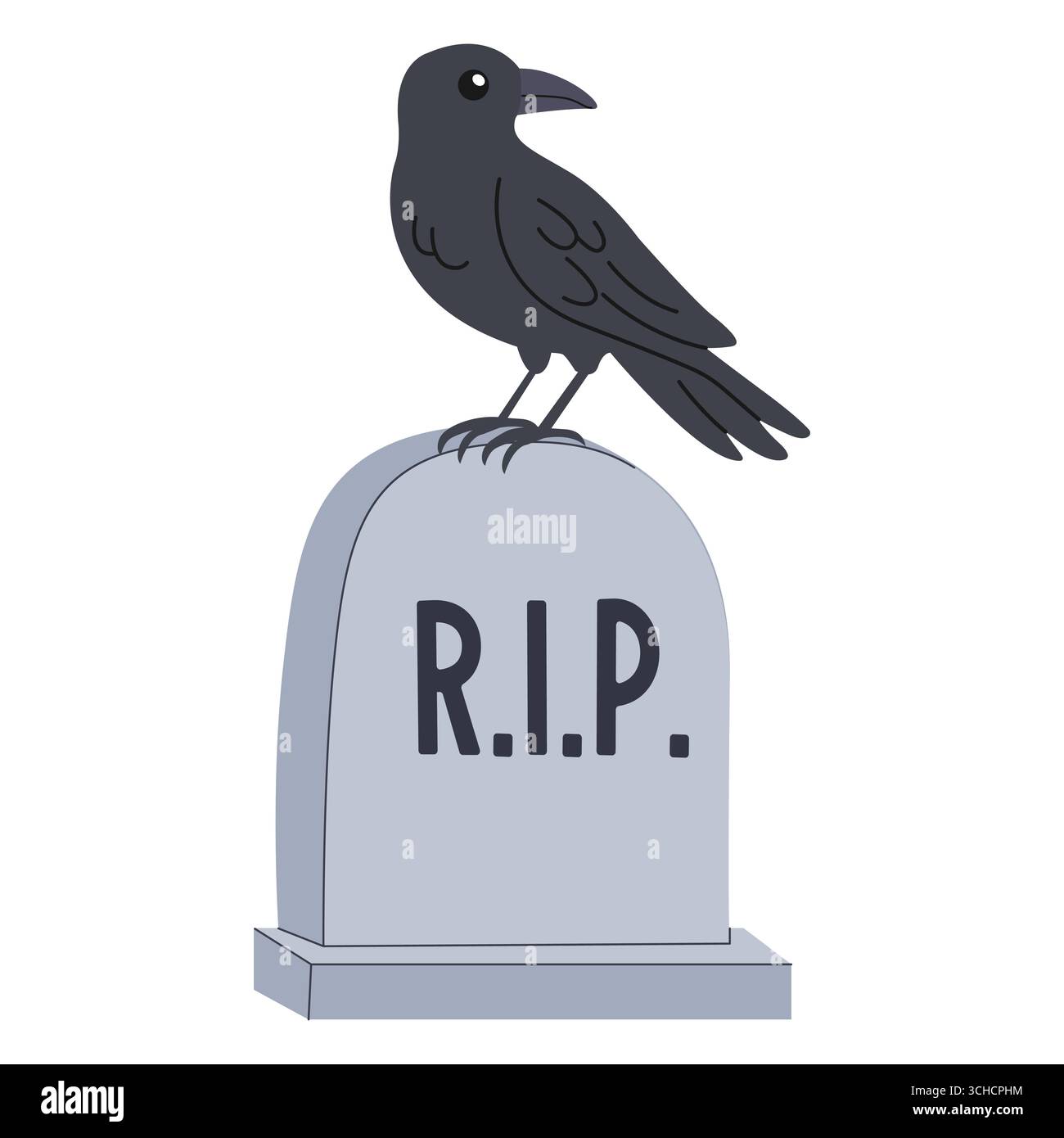 Tombe sinistre et cercueil dessinés à la main. Motif Halloween. Fond blanc isolé. Illustration vectorielle de style plat. Illustration de Vecteur