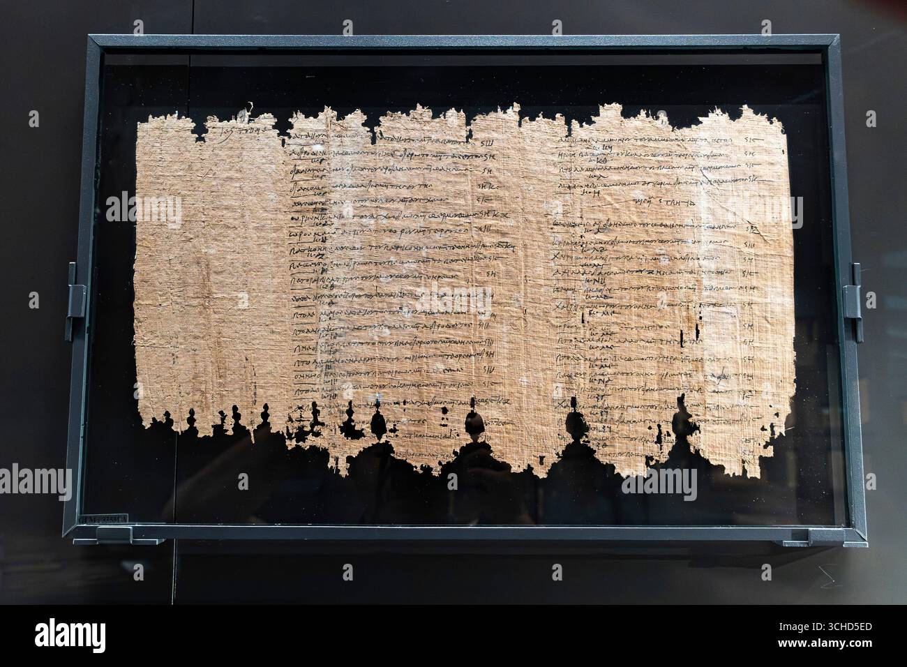 Grand Musée égyptien (GEM), Galerie principale, Oxyrhynchus Papyri, de Oxyrhynchus (Bahnache), Gizeh, Egypte, Afrique du Nord, Afrique Banque D'Images