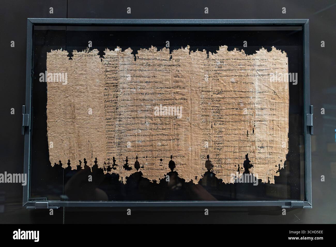 Grand Musée égyptien (GEM), Galerie principale, Oxyrhynchus Papyri, de Oxyrhynchus (Bahnache), Gizeh, Egypte, Afrique du Nord, Afrique Banque D'Images