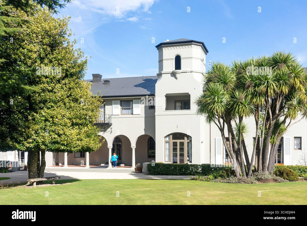 Vue depuis les jardins, modifier Hanmer Springs Hotel, Conical Hill Road, Hanmer Springs, Canterbury Region, Île du Sud, nouvelle-Zélande Banque D'Images