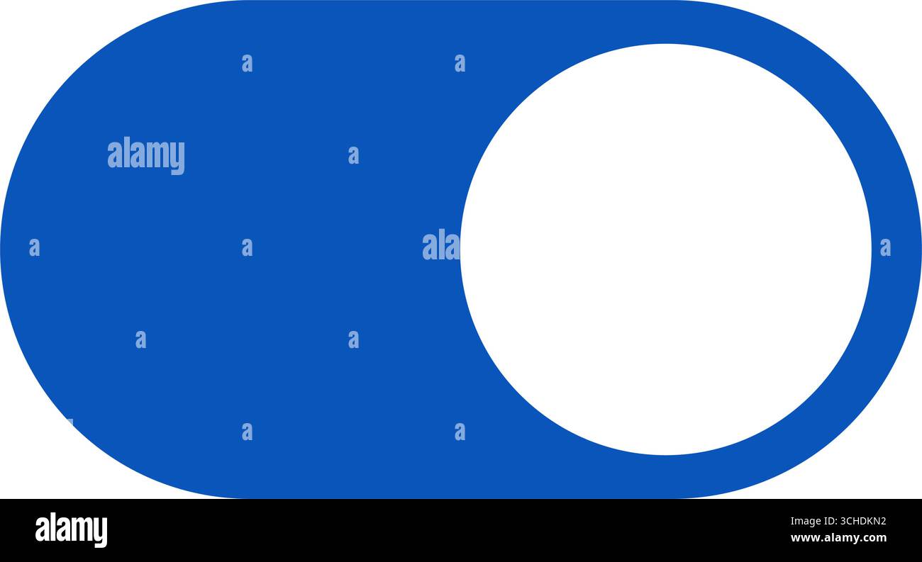 Interrupteur à bascule bleu moderne de conception plate à l'état ON. Vecteur modifiable pour la conception d'interface utilisateur, les applications et les interfaces Web. Illustration de Vecteur