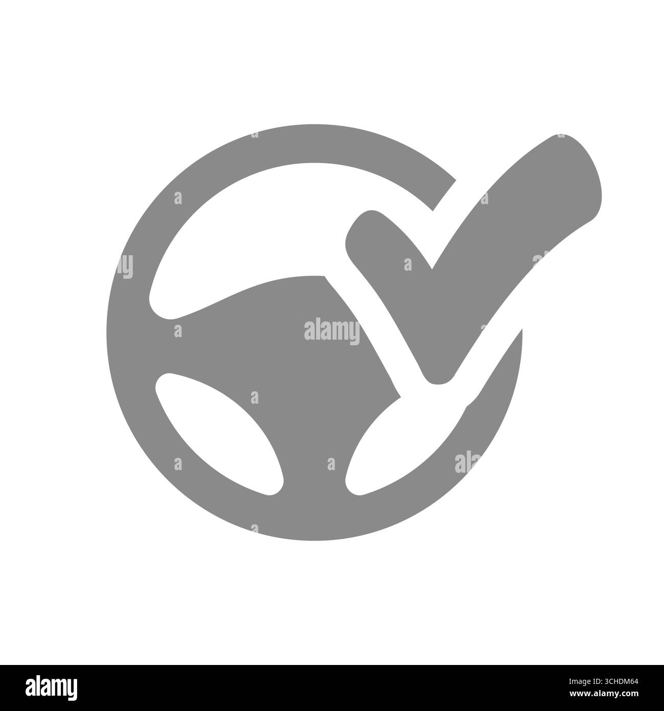 Icône de vecteur d'assurance automobile ou d'atelier de réparation. Roue directrice ou motrice cochée. Illustration de Vecteur