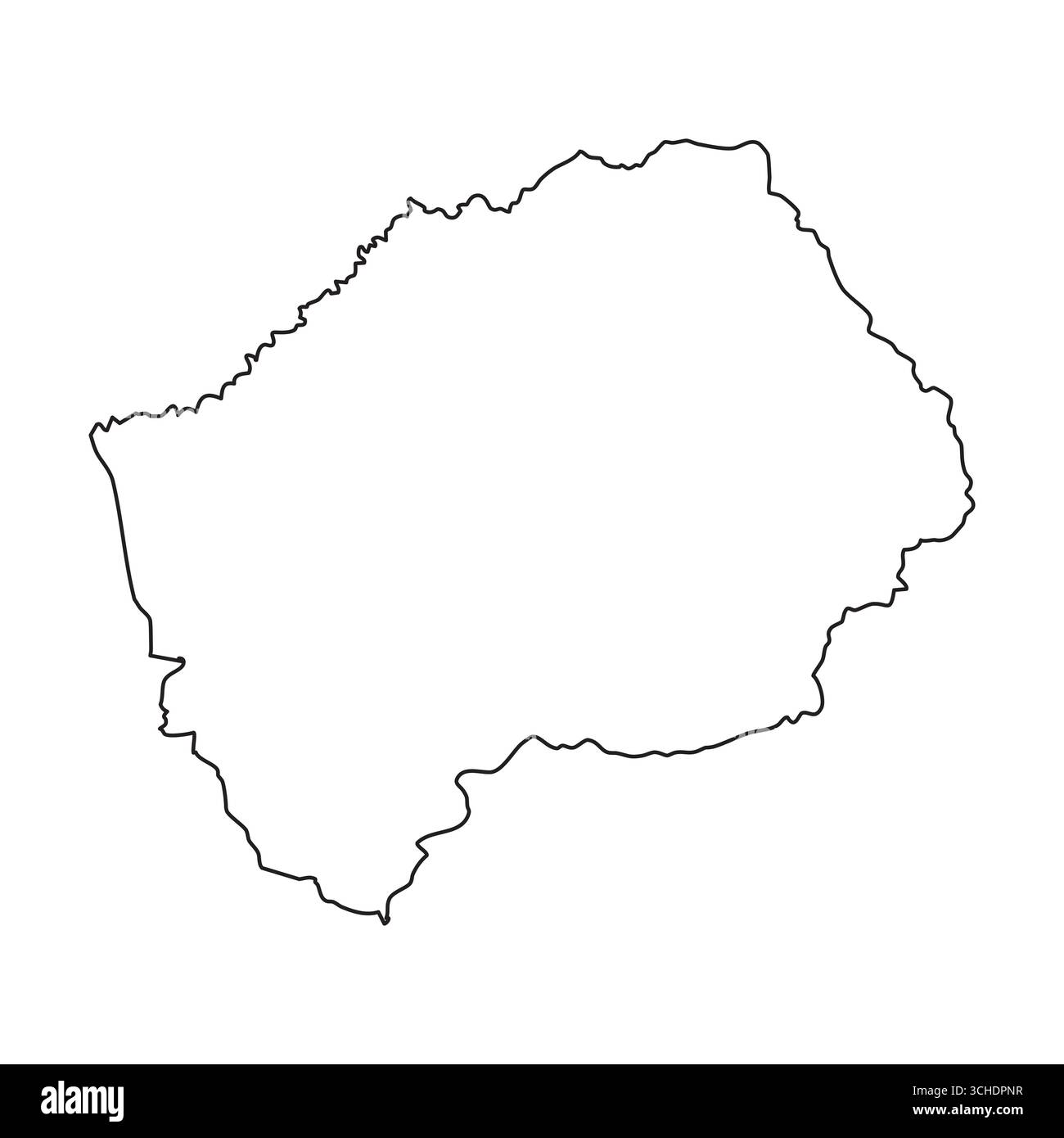 Contour de la carte du Lesotho, bordure noire, fond blanc, forme géographique Illustration de Vecteur