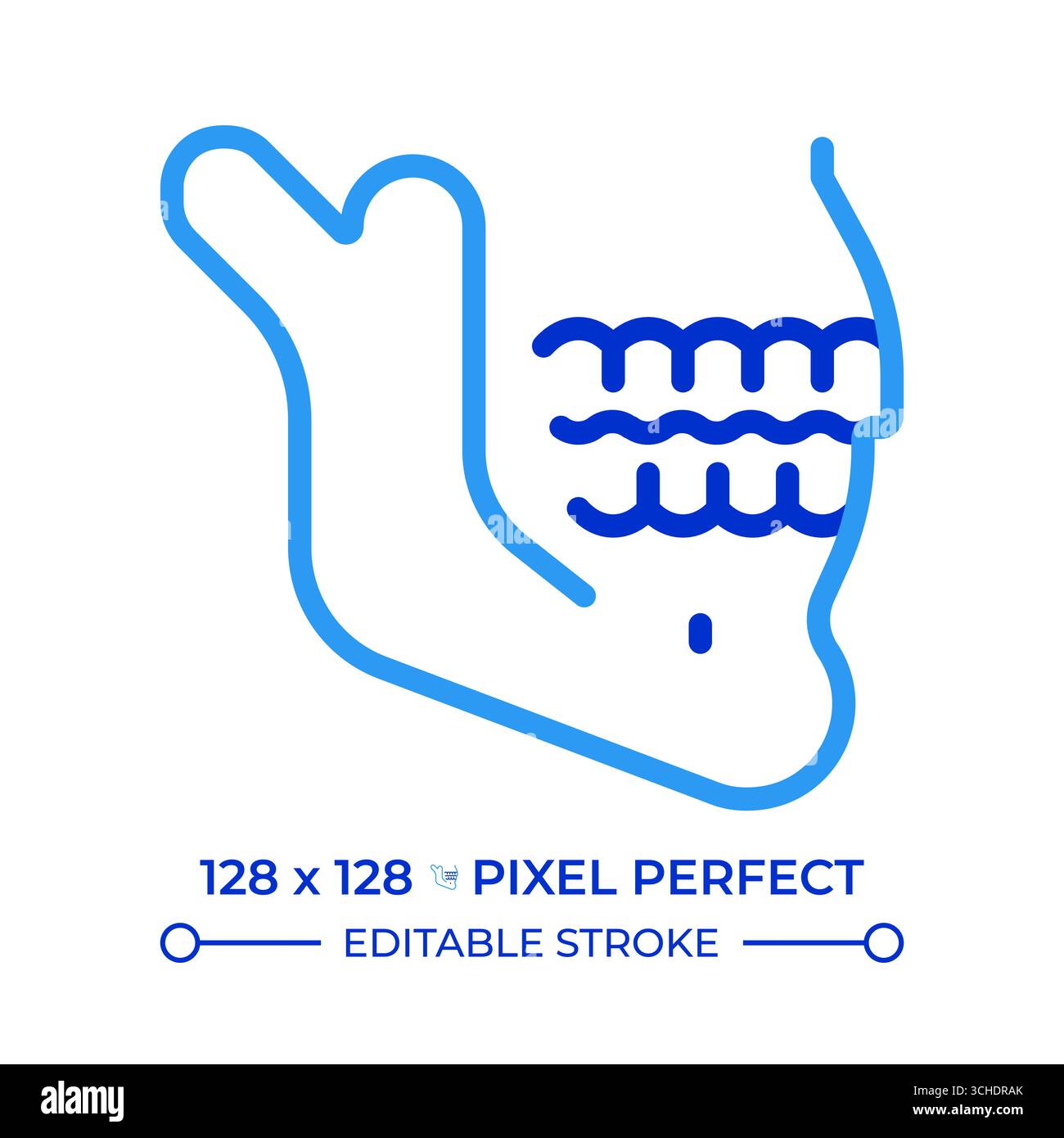 Icône de ligne bichromatique parfaite de pixel de l'os de la mâchoire Illustration de Vecteur