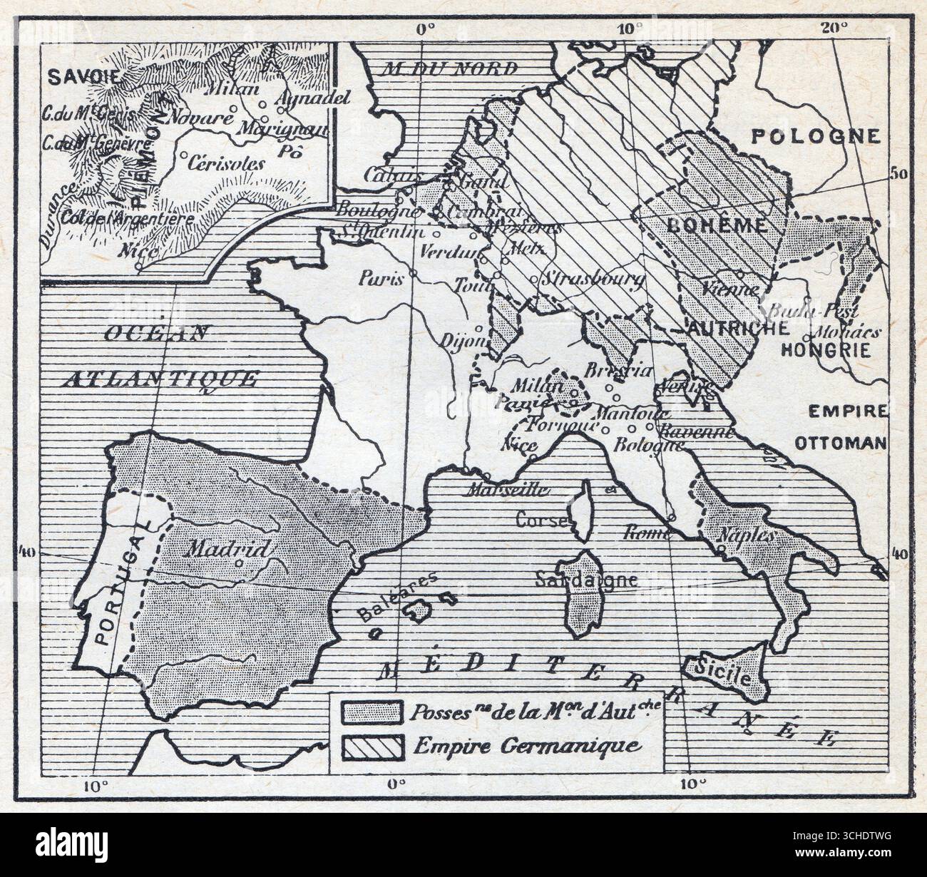Les possessions de Charles Quint.carte Banque D'Images