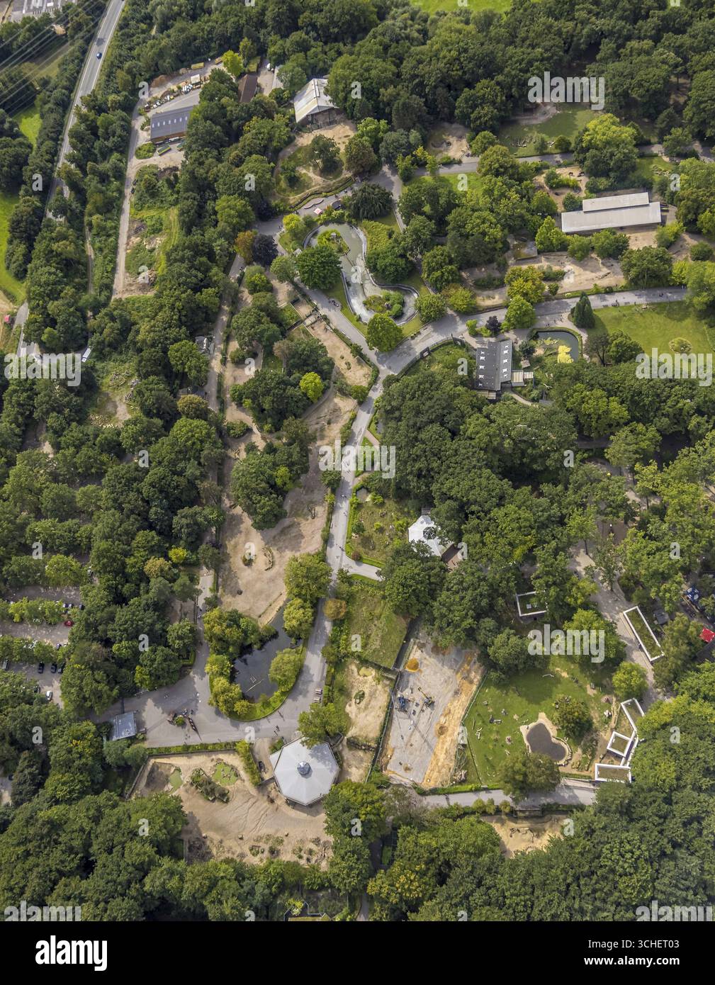 Vue aérienne, Dortmund Zoo, Rombergpark-Luecklemberg, Dortmund, région de la Ruhr, Rhénanie du Nord-Westphalie, Allemagne Banque D'Images