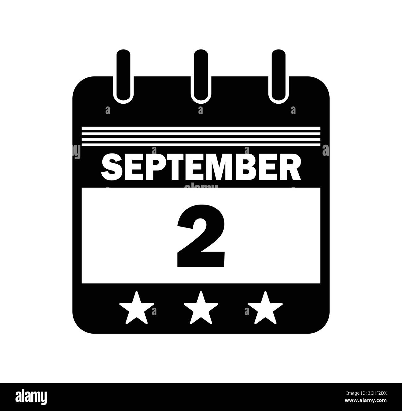 Icône de date du calendrier du 2 septembre. Illustration vectorielle Illustration de Vecteur