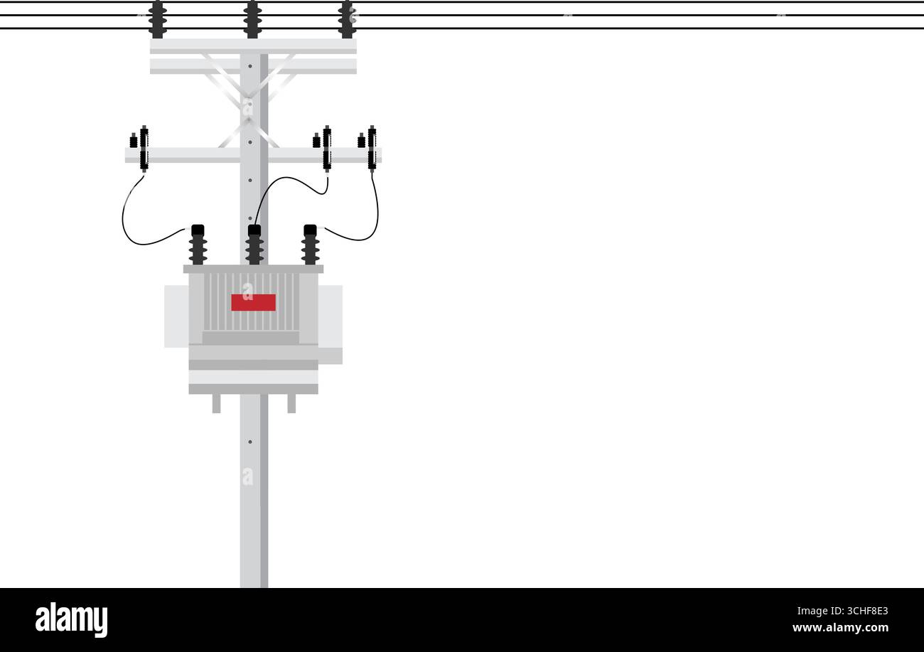Poteau électrique et transformateur électrique. Poteau électrique. Colonnes de service. Transmission de puissance électrique. Illustration vectorielle isolée sur fond blanc. Illustration de Vecteur Poteau électrique et transformateur électrique. Poteau électrique. Colonnes de service. Transmission de puissance électrique. Illustration vectorielle isolée sur fond blanc. Illustration de Vecteur