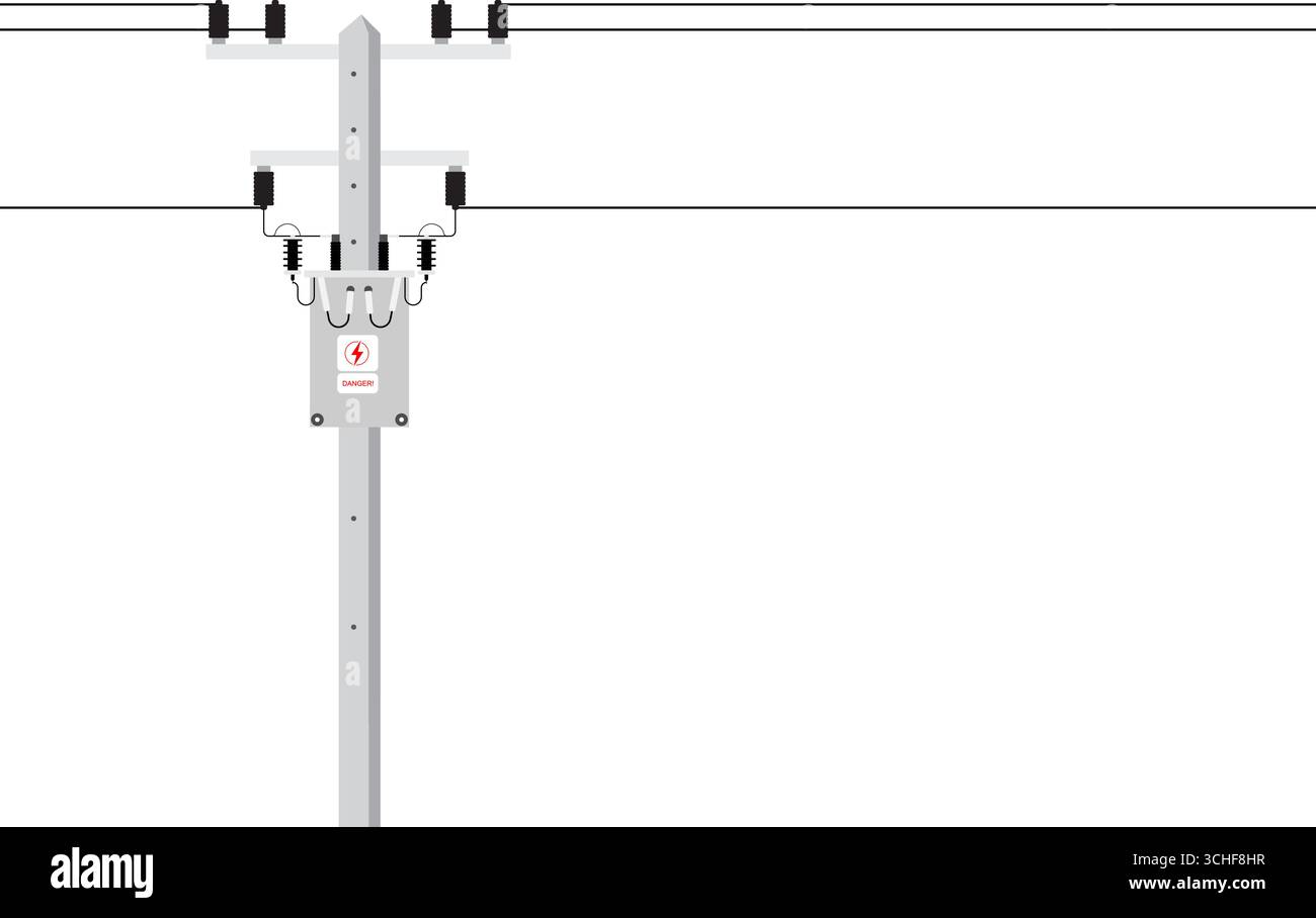 Poteau électrique et transformateur électrique. Poteau électrique. Colonnes de service. Transmission de puissance électrique. Illustration vectorielle isolée sur fond blanc. Illustration de Vecteur Poteau électrique et transformateur électrique. Poteau électrique. Colonnes de service. Transmission de puissance électrique. Illustration vectorielle isolée sur fond blanc. Illustration de Vecteur