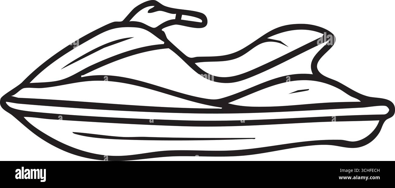 Un scooter aquatique compact est rendu avec des contours lisses suggérant vitesse et plaisir estival. Illustration de Vecteur