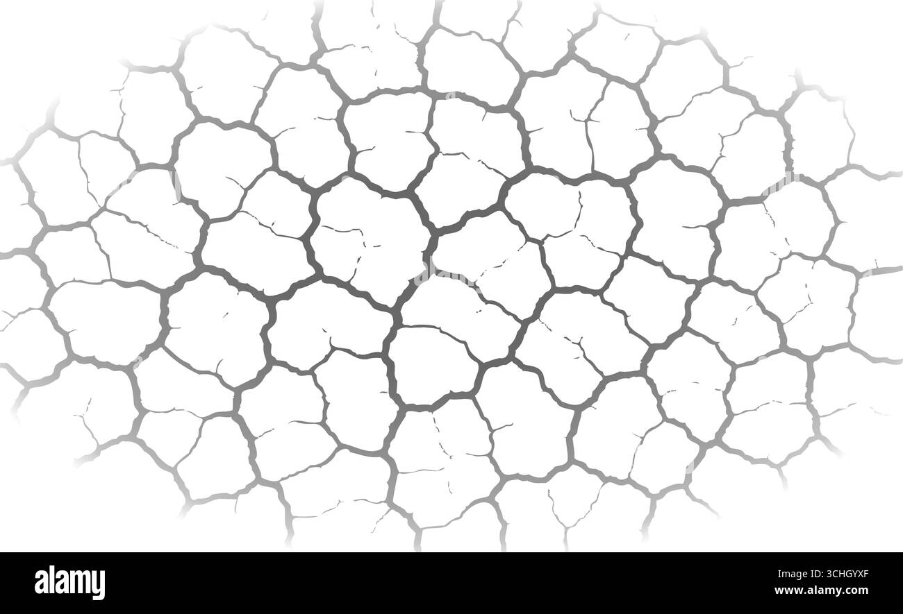 Texture de terre fissurée décolorée avec bords de gradient doux, motif de sol sec et de sécheresse pour les arrière-plans environnementaux ou abstraits. Illustration vectorielle. Illustration de Vecteur