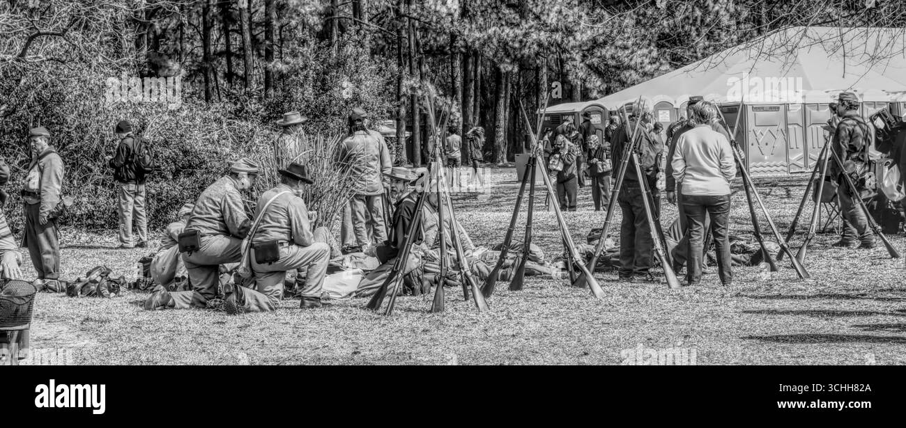 Un camping de reconstituteurs de la guerre civile Banque D'Images