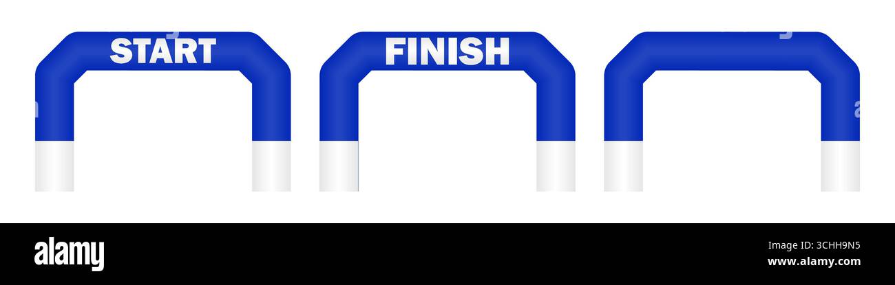 Arc gonflable de ligne de départ et d'arrivée pour Marathon, course ou sport. Illustration vectorielle isolée sur fond blanc. Illustration de Vecteur