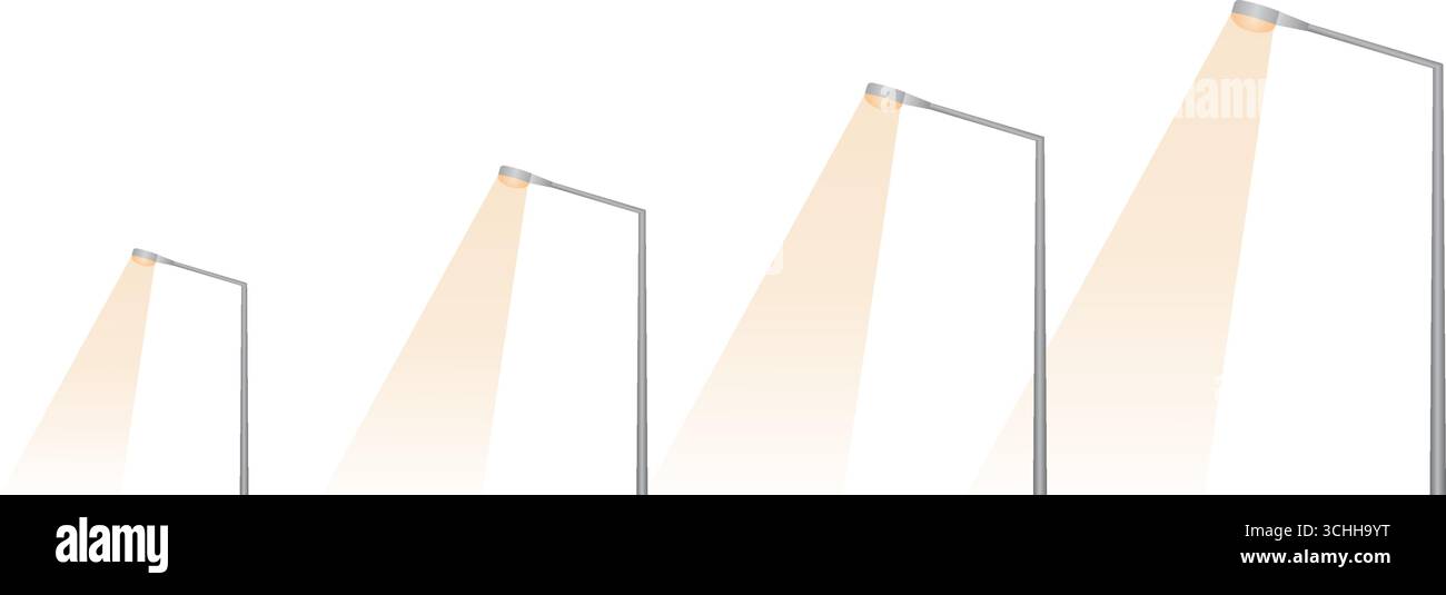 Poteau de lampadaire avec Spotlight Beam . Illustration vectorielle isolée sur fond blanc Illustration de Vecteur