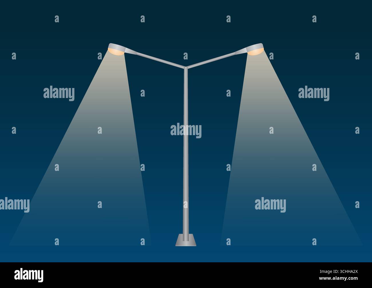 Poteau de lampadaire avec Spotlight Beam la nuit. Illustration vectorielle. Illustration de Vecteur