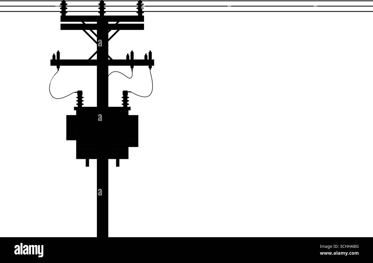 Poteau électrique et transformateur électrique. Poteau électrique. Colonnes de service. Silhouette de transmission électrique. Illustration vectorielle. Illustration de Vecteur Poteau électrique et transformateur électrique. Poteau électrique. Colonnes de service. Silhouette de transmission électrique. Illustration vectorielle. Illustration de Vecteur