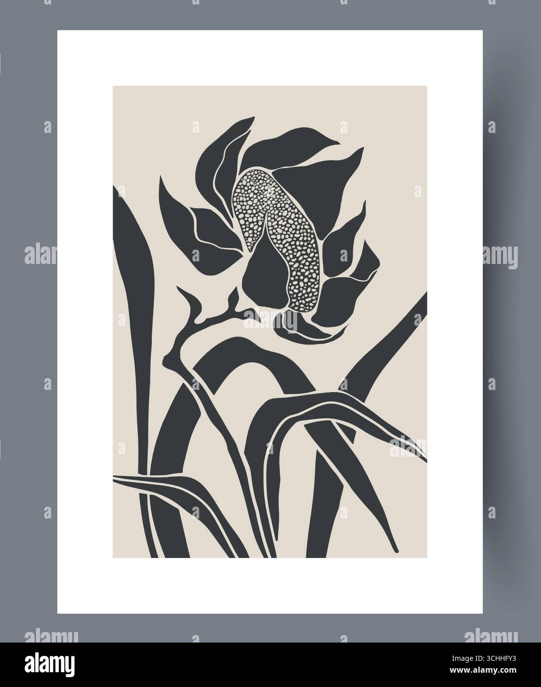 Un design floral magnifiquement stylisé mettant en valeur une fleur et des feuilles complètement uniques Illustration de Vecteur