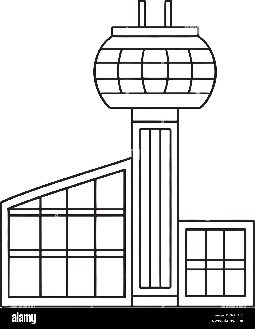 Page de coloration isolée du contrôle de la tour d'air pilote Illustration de Vecteur