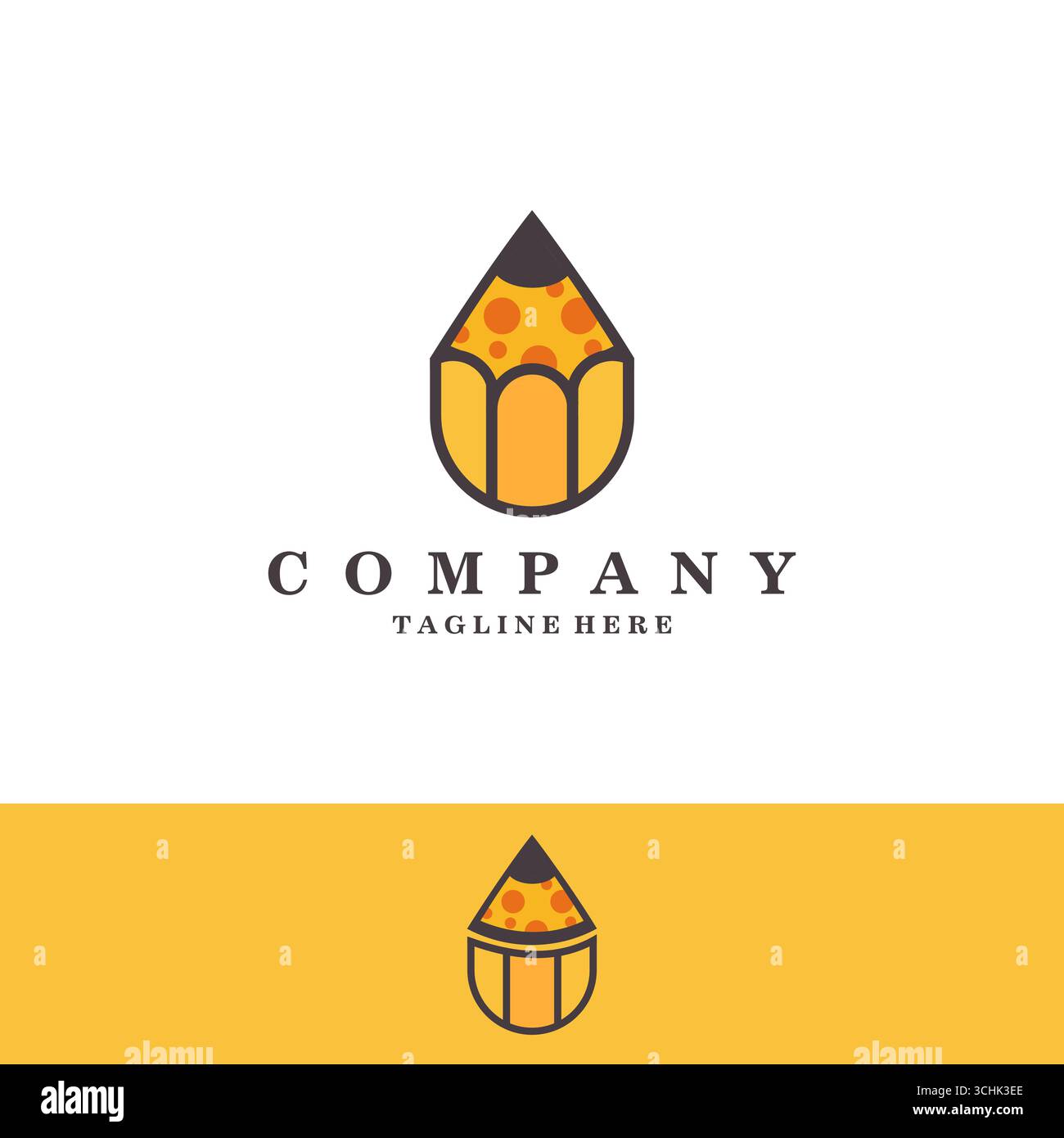 crayon créatif combiner avec le concept simple de conception de logo de pizza tranche Illustration de Vecteur