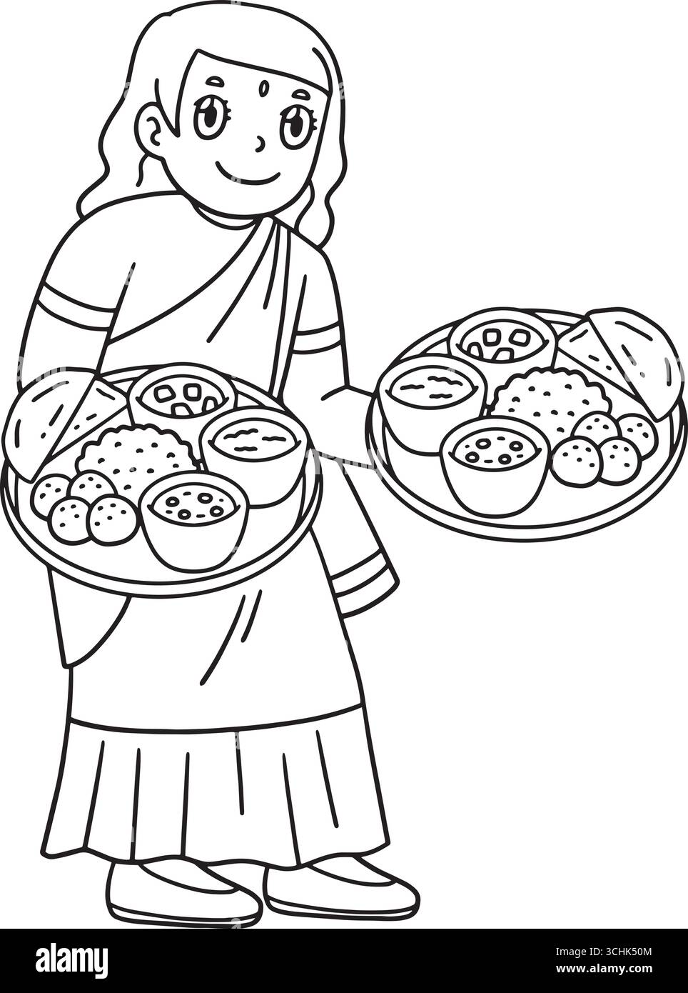 Raksha Bandhan Maman servant Thali Isolated Coloring Illustration de Vecteur