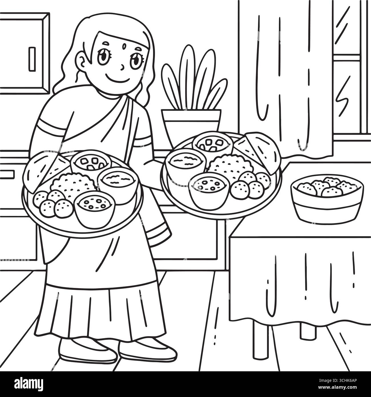 Raksha Bandhan Maman servant Thali Coloriage page Illustration de Vecteur