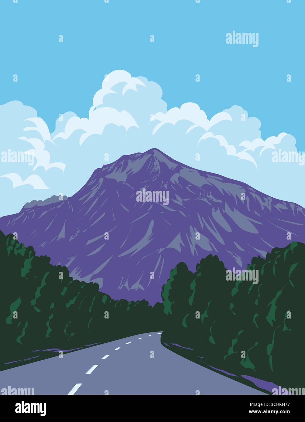 WPA affiche art des montagnes Hochkonig dans les Alpes de Berchtesgaden, Salzbourg vue près d'Elsbethen à Salzbourg, Autriche fait en travaux projet A. Illustration de Vecteur