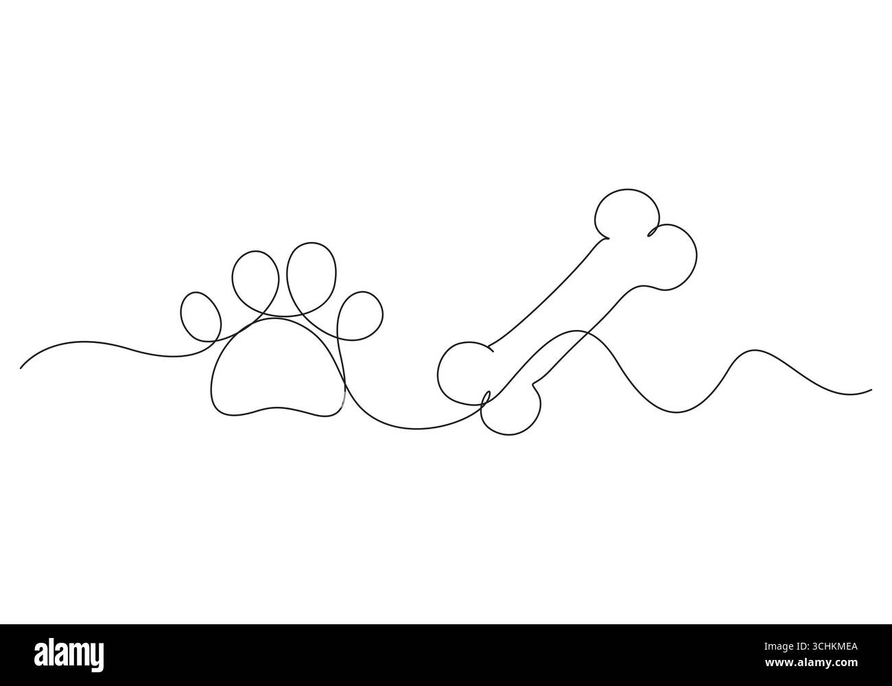 Dessin continu d'une ligne de l'icône en os de chien. Contour d'une seule ligne d'os de chien Illustration de Vecteur Dessin continu d'une ligne de l'icône en os de chien. Contour d'une seule ligne d'os de chien Illustration de Vecteur