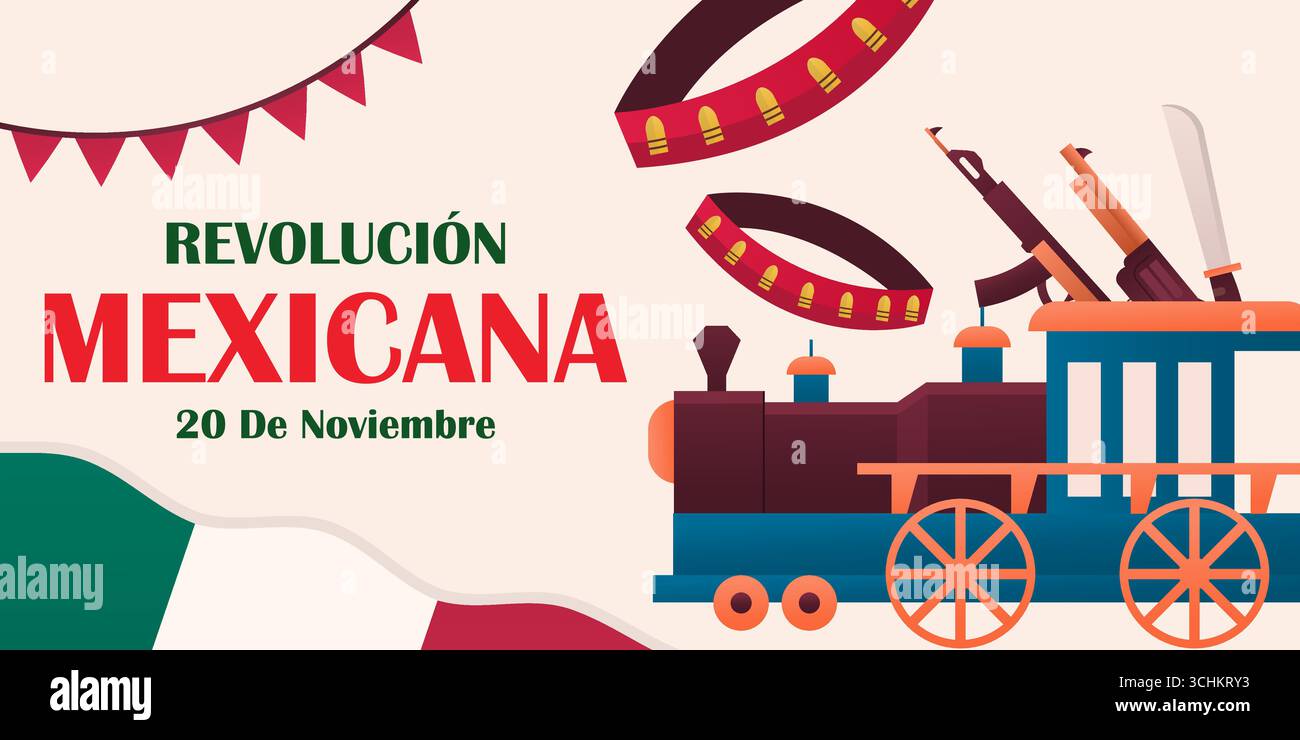 illustration de bannière horizontale revolucion mexicana en style dégradé Illustration de Vecteur