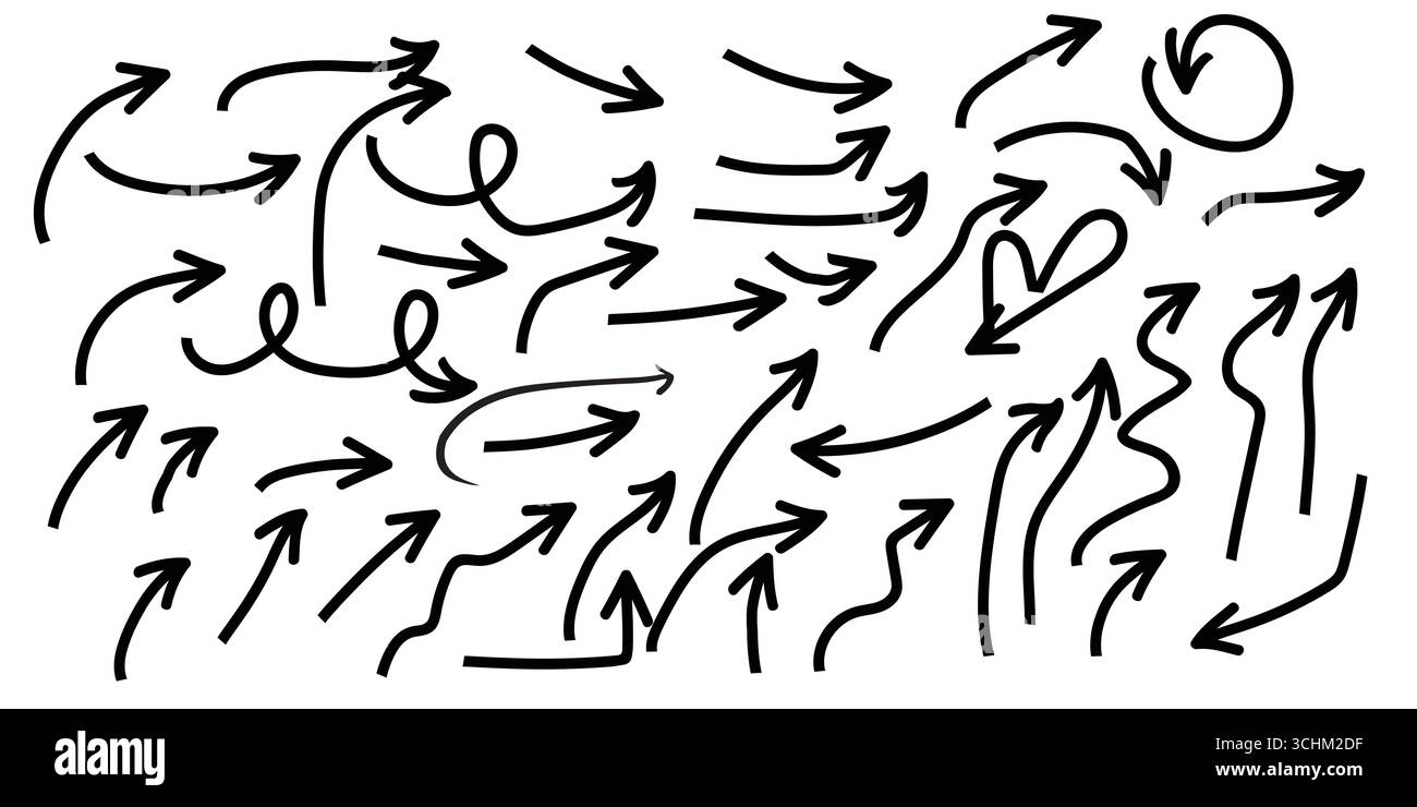 Collection d'icônes de flèche dessinées à la main pour la navigation et la direction Illustration de Vecteur