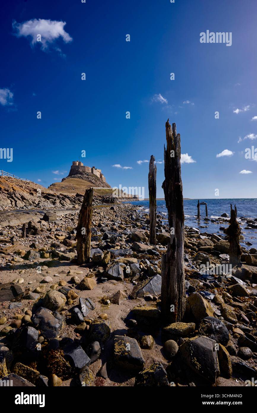 Château de Lindisfarne île Sacrée Banque D'Images