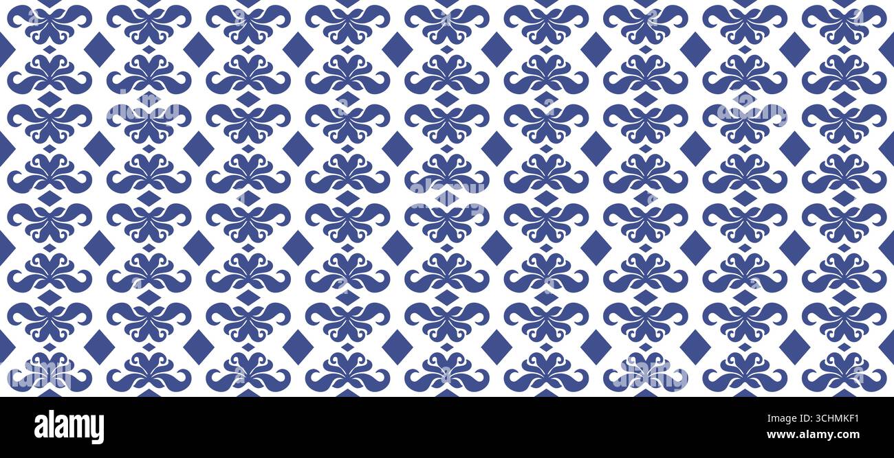 Carreaux décoratifs bleus à motif fleuri Illustration de Vecteur