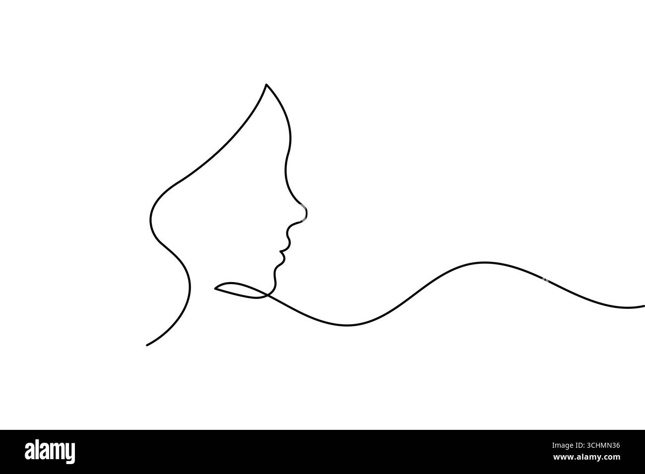 Un dessin au trait de femme visage minimaliste art simple portrait féminin illustration de ligne continue Illustration de Vecteur