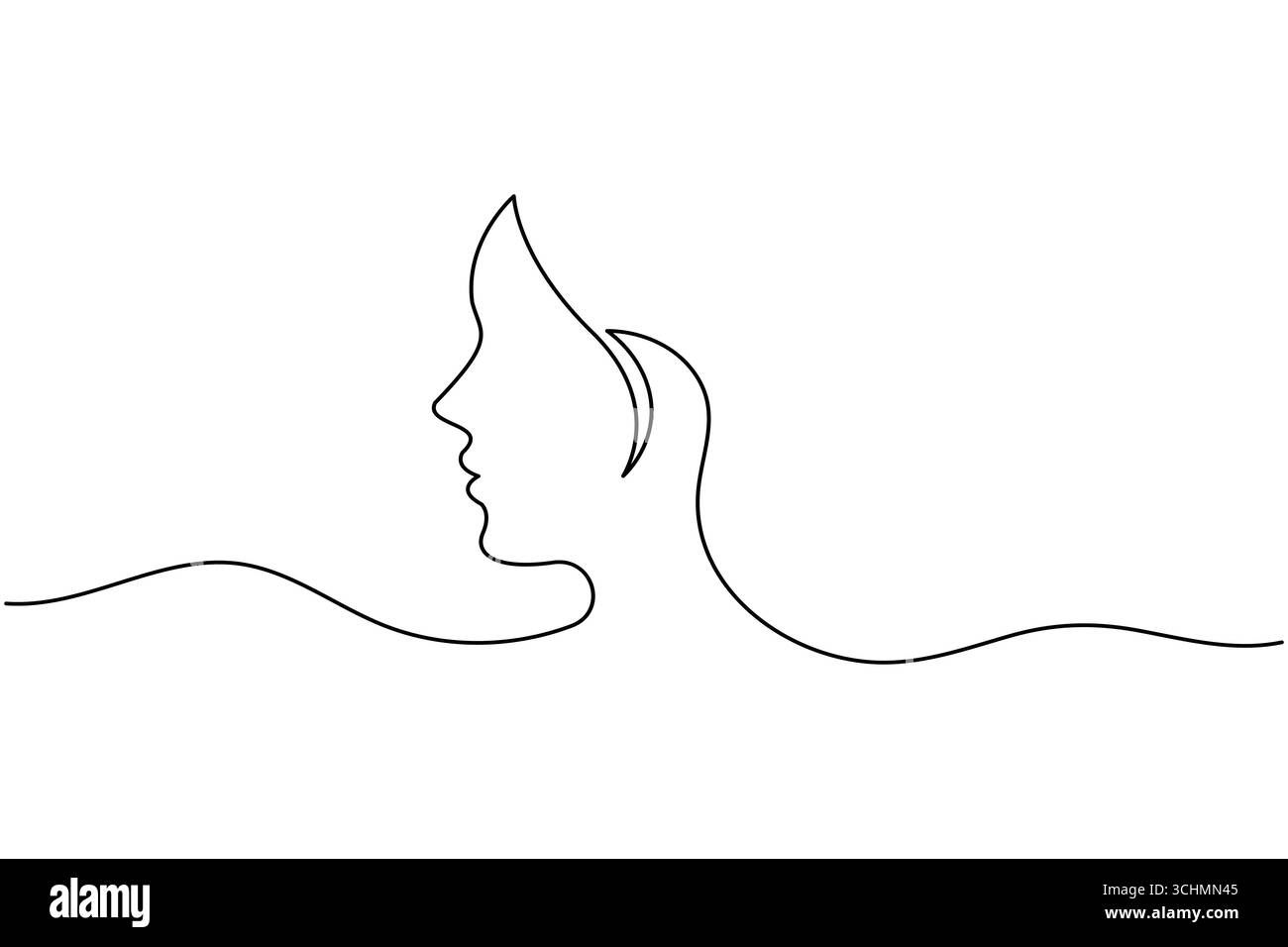 Un dessin au trait de femme visage minimaliste art simple portrait féminin illustration de ligne continue Illustration de Vecteur