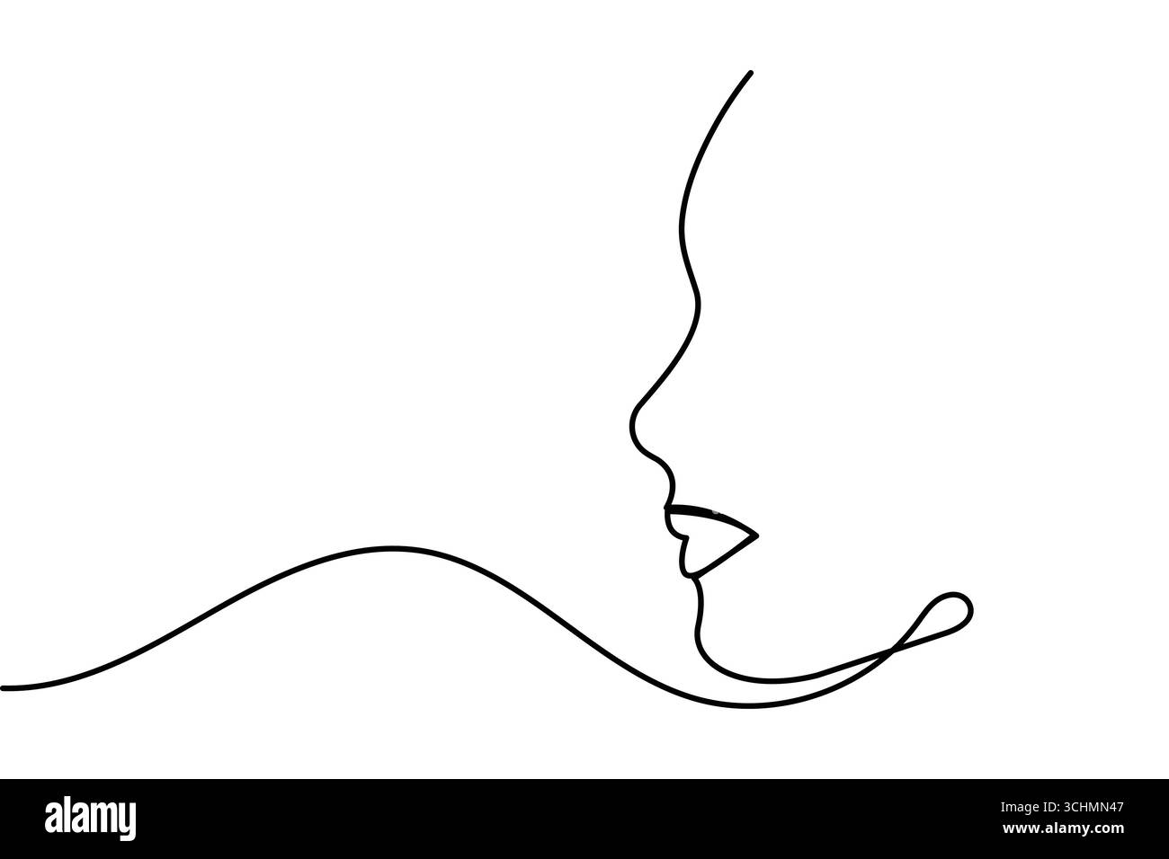 Un dessin au trait de femme visage minimaliste art simple portrait féminin illustration de ligne continue Illustration de Vecteur