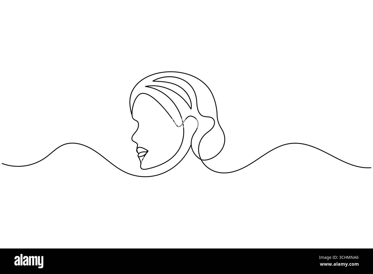 Un dessin au trait de femme visage minimaliste art simple portrait féminin illustration de ligne continue Illustration de Vecteur