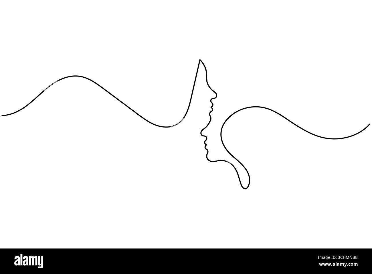 Un dessin au trait de femme visage minimaliste art simple portrait féminin illustration de ligne continue Illustration de Vecteur