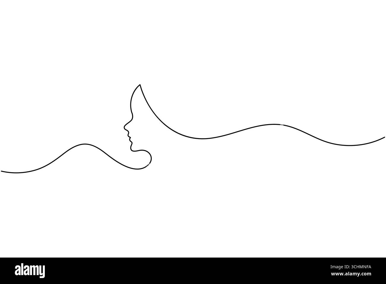 Un dessin au trait de femme visage minimaliste art simple portrait féminin illustration de ligne continue Illustration de Vecteur
