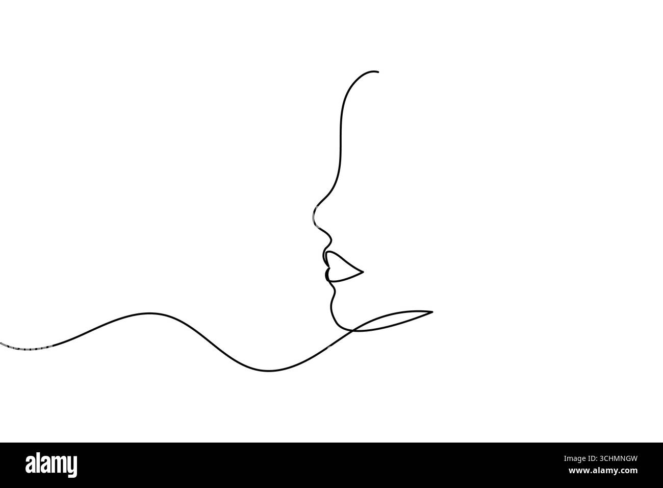 Un dessin au trait de femme visage minimaliste art simple portrait féminin illustration de ligne continue Illustration de Vecteur