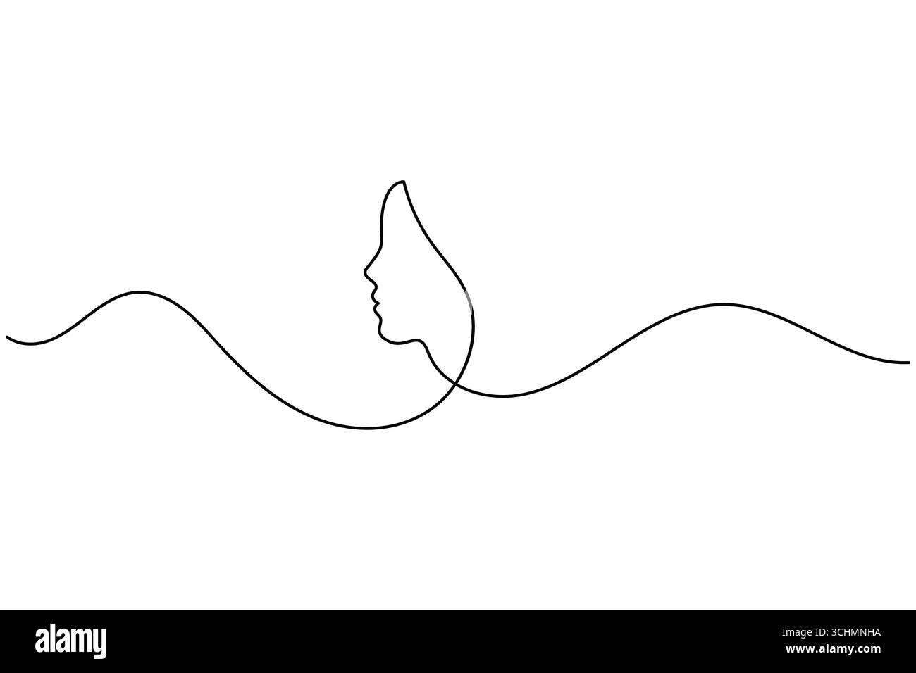 Un dessin au trait de femme visage minimaliste art simple portrait féminin illustration de ligne continue Illustration de Vecteur