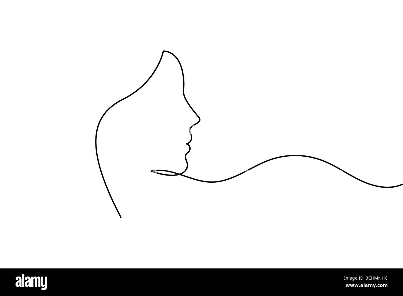 Un dessin au trait de femme visage minimaliste art simple portrait féminin illustration de ligne continue Illustration de Vecteur