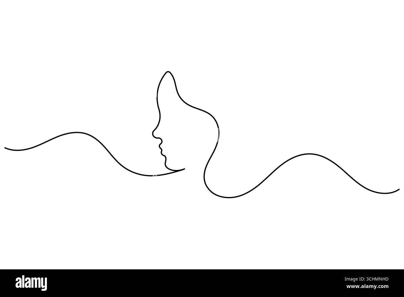 Un dessin au trait de femme visage minimaliste art simple portrait féminin illustration de ligne continue Illustration de Vecteur