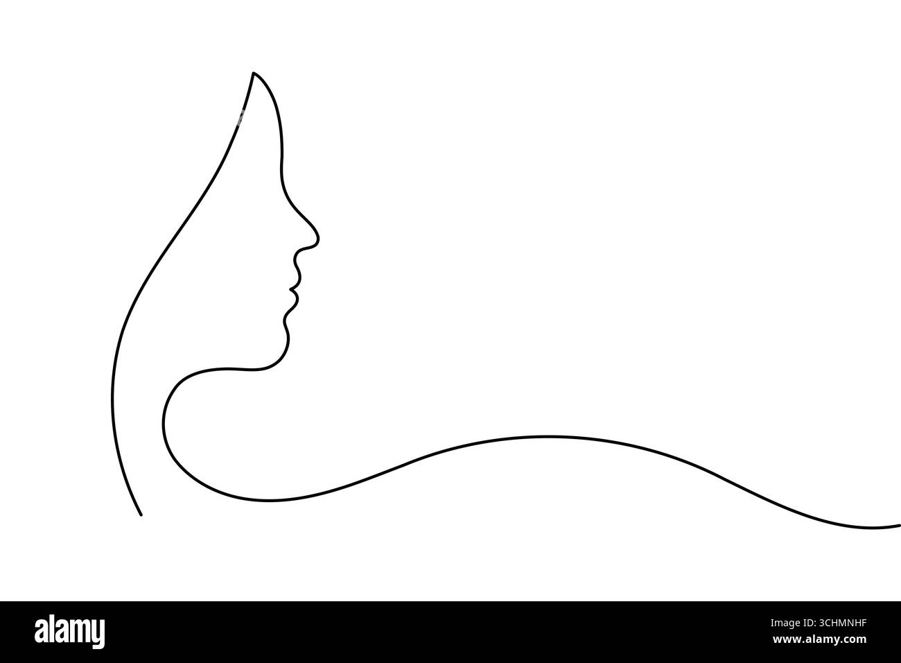 Un dessin au trait de femme visage minimaliste art simple portrait féminin illustration de ligne continue Illustration de Vecteur