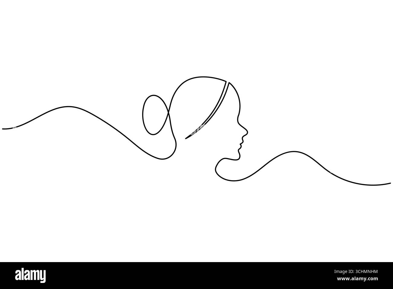 Un dessin au trait de femme visage minimaliste art simple portrait féminin illustration de ligne continue Illustration de Vecteur