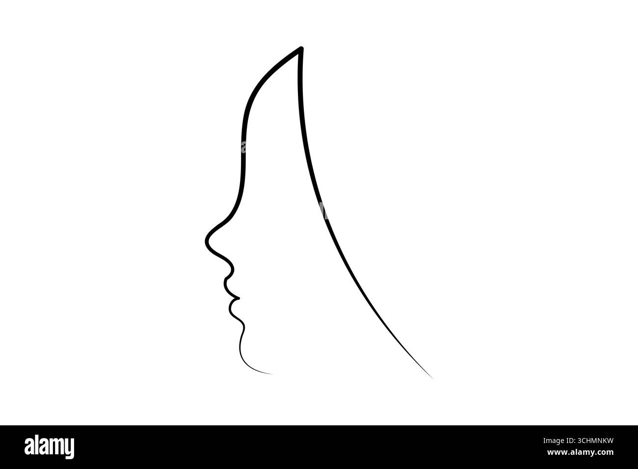 Un dessin au trait de femme visage minimaliste art simple portrait féminin illustration de ligne continue Illustration de Vecteur