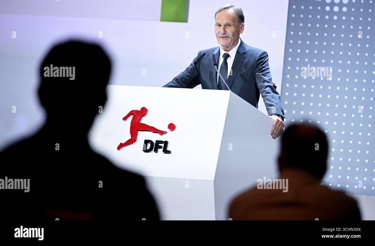 Berlin, Allemagne. 03 septembre 2025. Hans-Joachim Watzke, président du conseil de surveillance de DFL GmbH, intervient à l'Assemblée générale de la Ligue allemande de football (DFL). Crédit : Britta Pedersen/dpa/Alamy Live News Banque D'Images