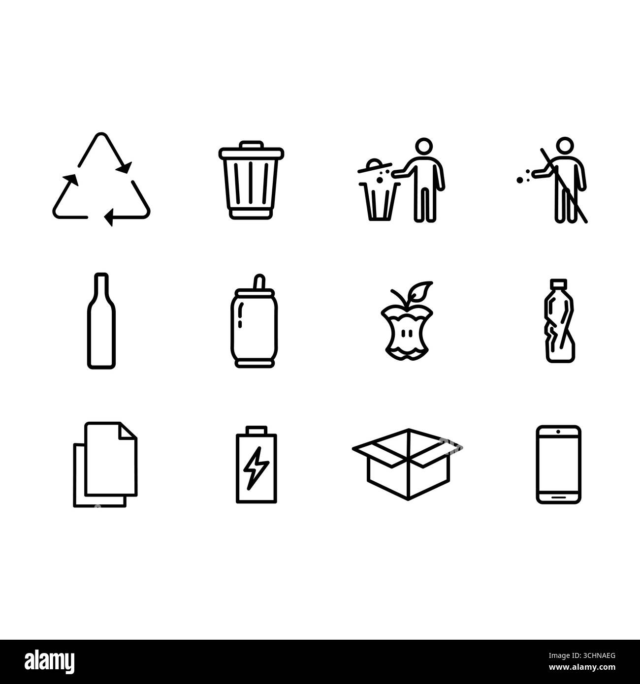 Illustration des déchets électroniques avec de vieux appareils et une benne à ordures. Illustration vectorielle de style linéaire Illustration de Vecteur