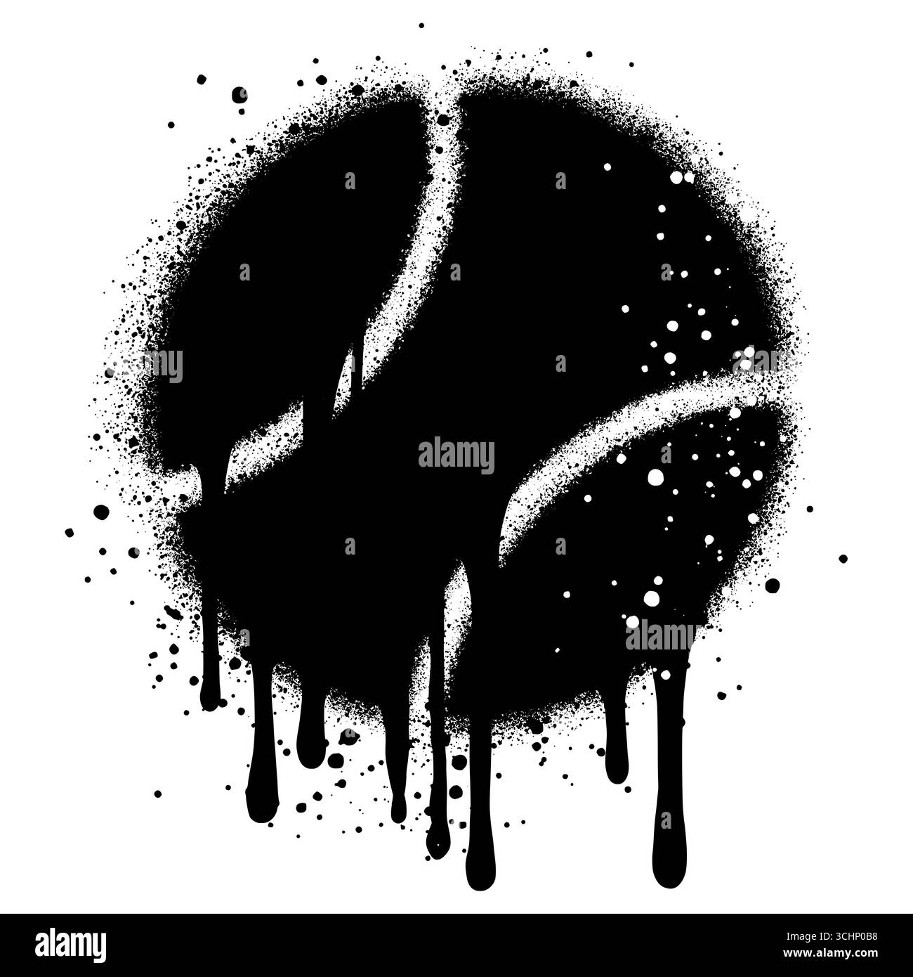 Balle de tennis dans un style graffiti urbain avec peinture en aérosol noire. illustration vectorielle. Illustration de Vecteur