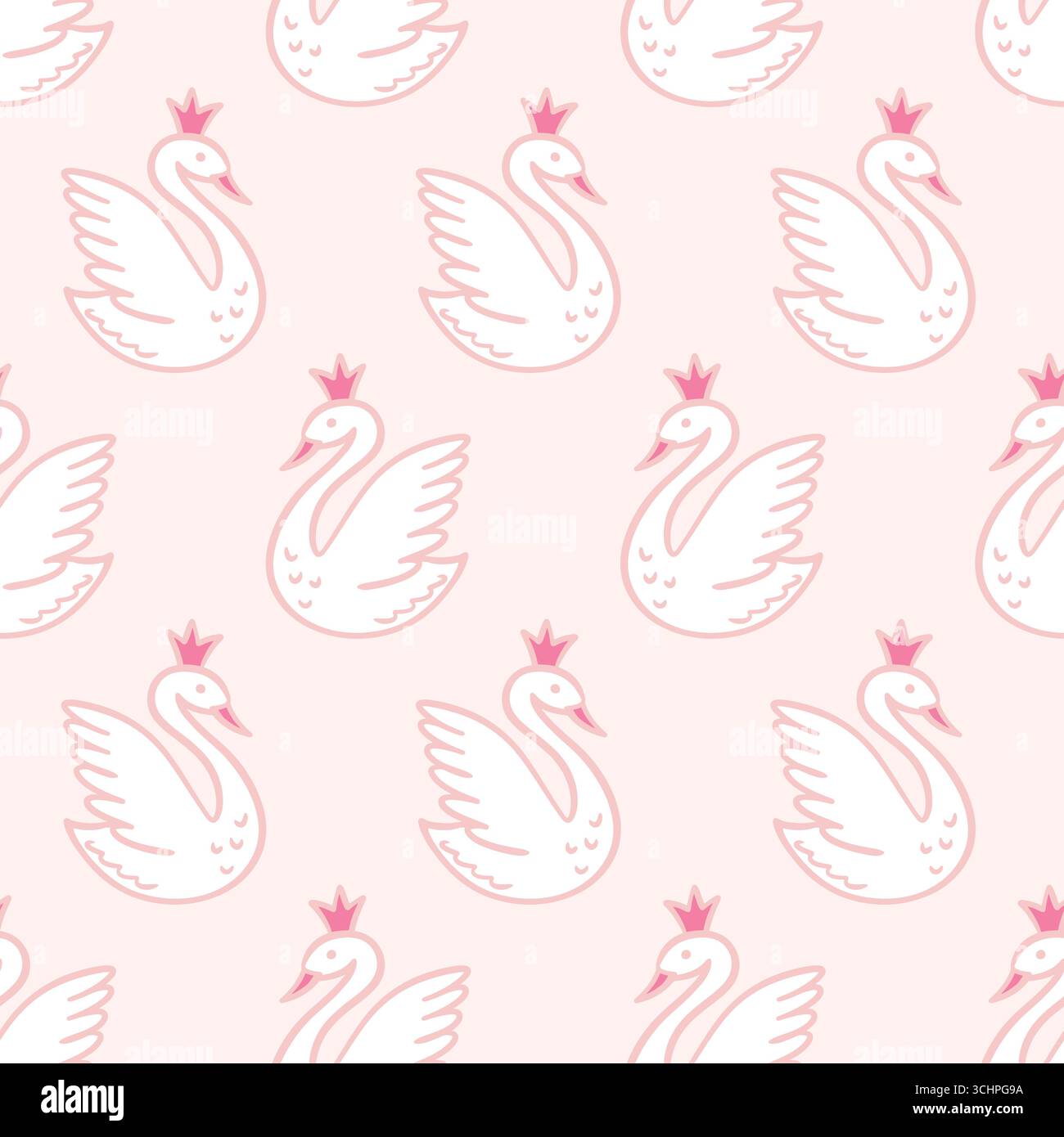 Beau motif sans couture vectoriel dessiné à la main de Swan Illustration de Vecteur